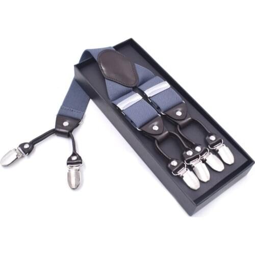 Fashion Leather Suspenders Men Women Adult Y Back 6 Clips Adjustable Elastic Trouser Pants Braces Strap Belt Heavy Duty Big Size