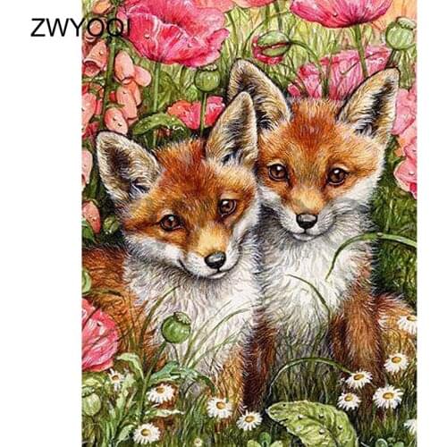 Full Square Diamond mosaic Fox animal Full Round Diamond embroidery Fox animal 5D DIY Diamond painting Cross stitch Fox animal
