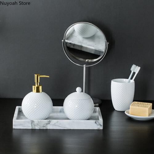 Bathroom Supplies Ceramic Lotion Bottle Mouthwash Cup Soap Dish Storage Box Bathroom Decoration Accessories Bathroom Set