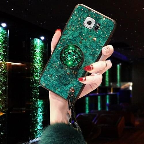 Luxury Epoxy Gold Foil Marble Glitter Phone Cases For Huawei P30 P20 P40 Pro Lite P20 Nova 8 5i 4 3i Ring Holder Fur Ball Cover