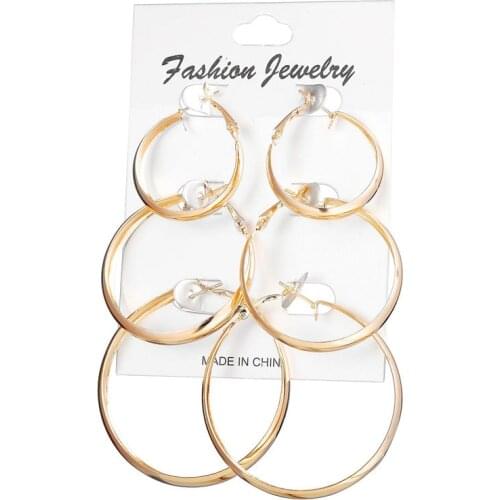 Big Circle Hoop Earring Set For Women Simple Punk Style Brincos Round Earrings Party Jewelry Gift 6 pc/lot