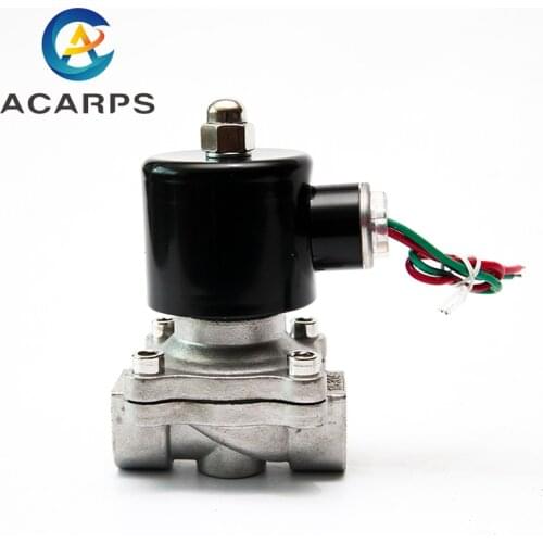 3/8 inch 1/2inch 3/4inch 1inch 1-1/4inch 1.5inch 2inch 2 Way Solenoid Valve Stainless Steel 12v 24v 110v 220v Nomally Closed