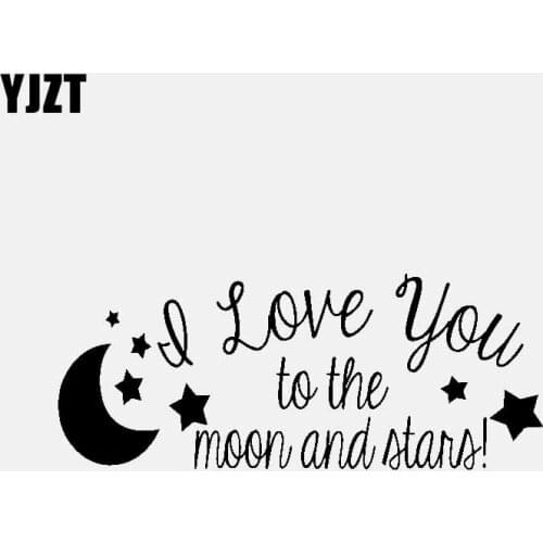 YJZT 15.2CM*6.2CM I Love You To The Moon And Stars Vinyl Decal Art Car Sticker Black/Silver C3-0653