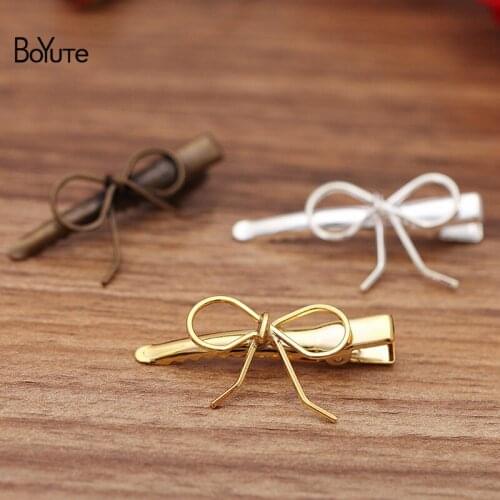BoYuTe 20Pcs Bow Hair Clip Vintage Hansenne Style 3 Colors Plated Women Hair Jewelry Hairgrip