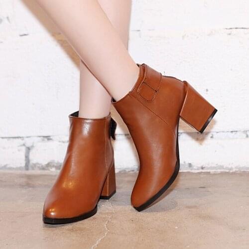 High heels white apricot skinny boots short boots womens thick heels autumn winter Martin boots 2019 NEW