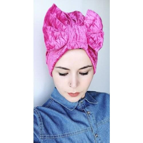 Womens Velvet Bow Bone Fuchsia