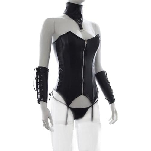 Womens Sex Bondage Straitjacket Wrist Cuffs Body Harness Underwear Neck Cover Leather Kinky SM Products Fetish Adult Sex Toys