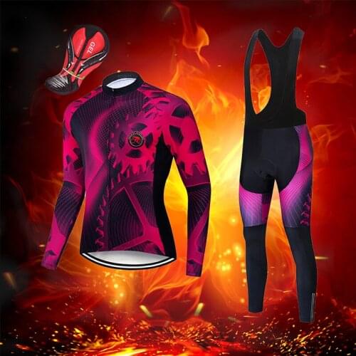 Winter Cycling Jersey Mens Long BIB Set 2021 Warm Thermal Fleece Road Bike Clothing Male Sport Bicycle Clothes Pro Uniform Kit