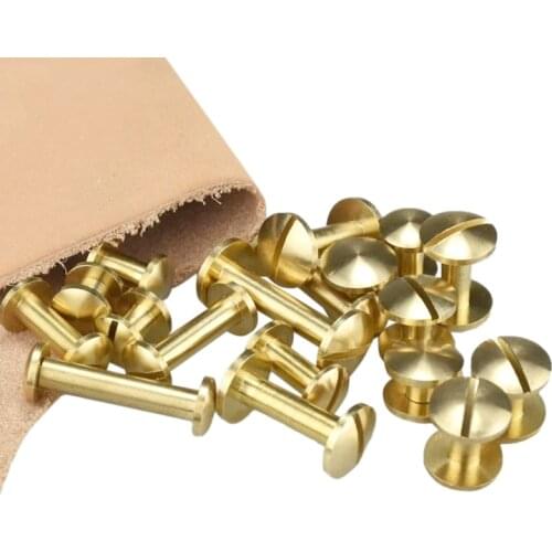 10PC 4-15MM Solid Brass Arc Button Stud Screw Nail Rivet Screw Back Leather Belt for Sewing Handmade DIY Accessories Material