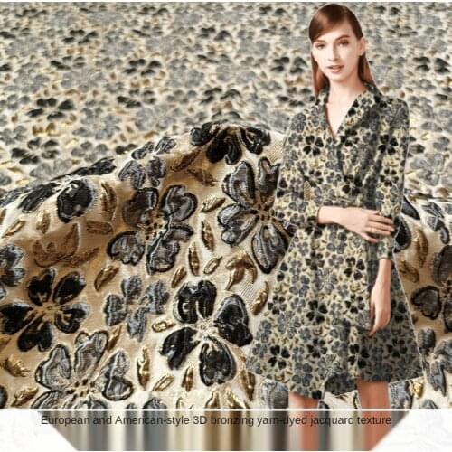 140*50cm elegant concave-convex three-dimensional yarn-dyed jacquard garment fabric windbreaker suit brocade gold silk dress