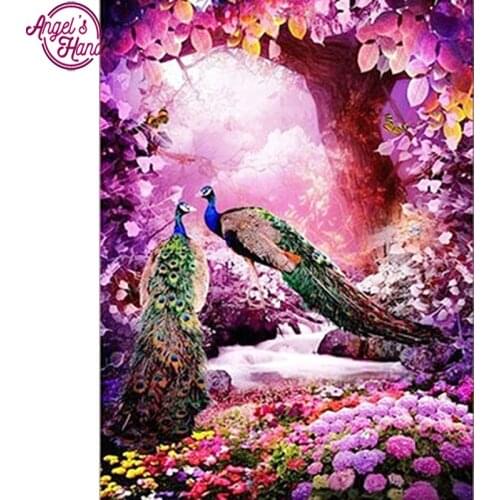 5D DIY Diamond Painting Flower Diamond Painting Cross Stitch Peacock Peony Floral Diamond Drill Rhinestone Home Decoration