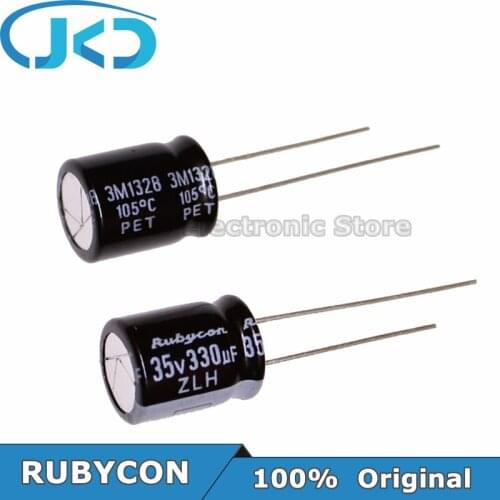 10pcs RUBYCON 330UF 35V 10*12.5mm 330UF35V 35V330UF 10x12.5mm Aluminum Electrolytic Capacitor 100% Original