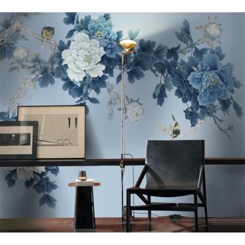 Beibehang Customized wallpaper 3D mural modern Chinese style hand-painted fashion peony flowers rich background wall decoration