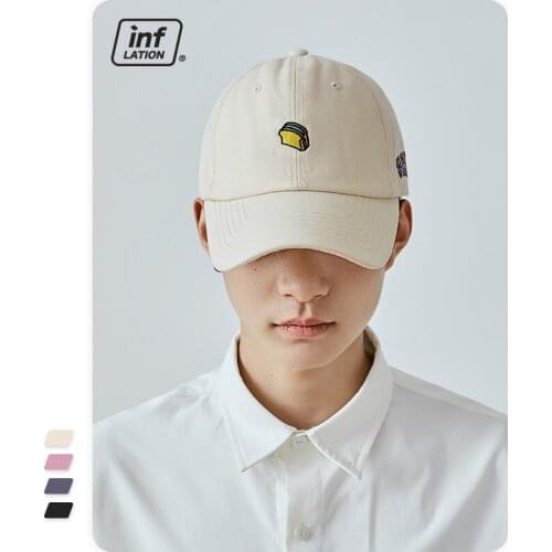 INFLATION 100%Cotton Baseball Cap Men Summer Black Baseball Cap Adjust Couple Hat Solid Color Hat Unisex Dad Cap Mens 250CI2020