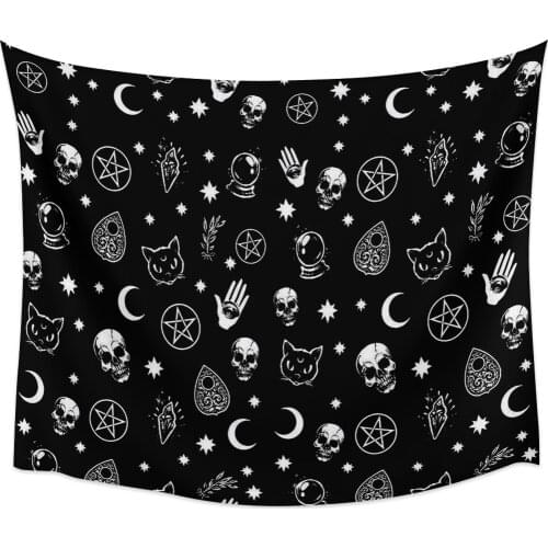 Black Witch Skull Moon Divination Wall Tapestry Home Wall Decor Tapestry Bedroom Tapestry Wall Hanging Picnic Mat Yoga Mat
