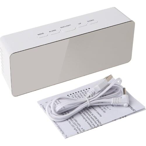 Digital LED Mirror Clock 12H/24H Alarm Desktop Thermometer Clocks White Light New