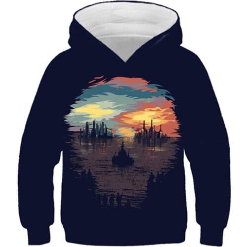 Halloween Children Hip Hop 3D Hoodies Boys Girls Skull Fire Beautiful Scenery Pumpkin Lantern Punk Sweatshirt Kids Pullover