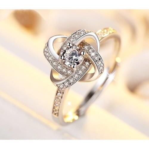 2021 trendy Clover 925 sterling silver fashion ring africa for girl Valentines Day gift jewelry wholesale подарок девушке R5422