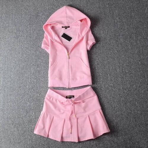 Two Piece Set For Women Casual Hooded T Shirt & Mini Skirt Fashion Solid Candy Color Elegance Sweet Cotton Sports Suits S-XL