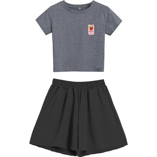 Korean Summer Casual Short Sleeve Top Ladies Strawberry Printed Shirt Pajamas New Women Blouses Fashion Women Clothing Pant Sets