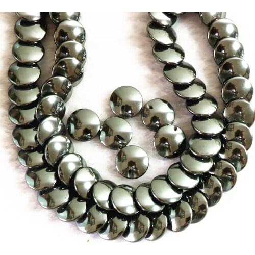 Best-selling black hematite stone 10mm 12mm natural fashion round cake stack beads loose diy Jewelry B240