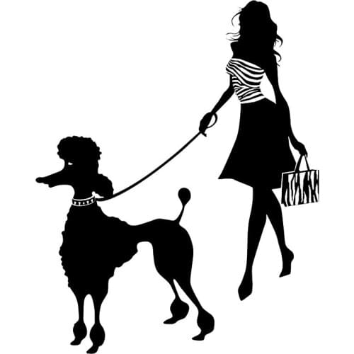 LLY-1640 Girl Poodle Modeling Car Sticker PVC Fashion Auto Rear Windshield Bumper Decoration High Quality Waterproof Decals