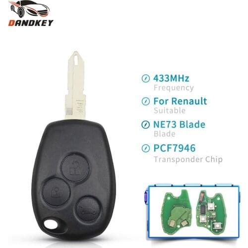 Dandkey 433MHZ PCF7946 Chip For Renault Trafic Vivaro Primastar Movano 2/3 Button Keyless Replacement Remote Car Key Control Fob
