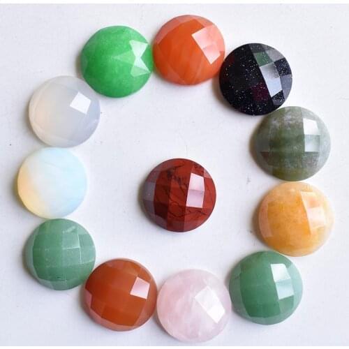 Fashion good quality natural stone mixed round CABOCHON cut faceted beads for jewelry accessories making 16mm Wholesale12pcs/lot