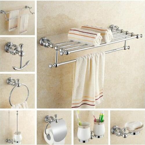 Top high quality solid brass chrome finish Bathroom Accessories Set,Robe hook,Paper Holder,Towel Bar,Soap basket,bathroom sets
