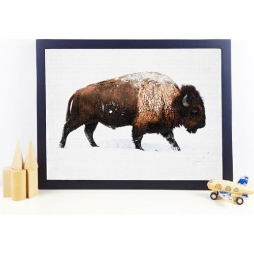 Bison Nursery Animals Wall Art Poster And Print Snow Winter Bison American Buffalo Canvas Painting Picture Boys Room Home Decor
