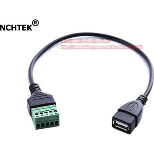 NCHTEK USB 2.0 A Female Jack to 5 Pin/Way Female Bolt Screw Shield Terminals Pluggable Type Adapter Cable/Free Shipping/10PCS