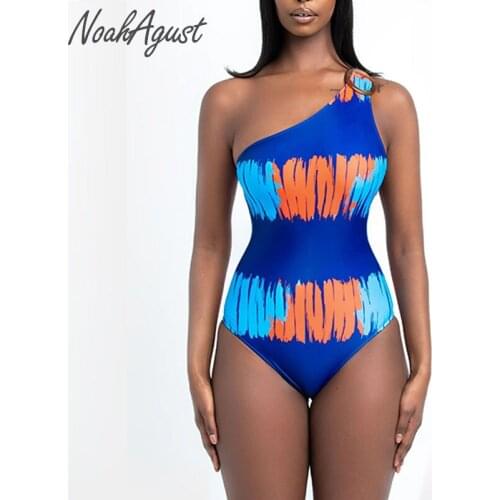 New African Sexy Bathing Suit Women One Piece Swimsuit 2021 One Shoulder Swimwear Female One Shoulder Bikini Bodysuit Monokini