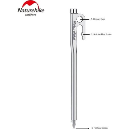 Naturehike Stainless Steel Tent Stake Large Awning Tent Stake High Strength Camp Stake Outdoor Gear Accessories NH19PJ014