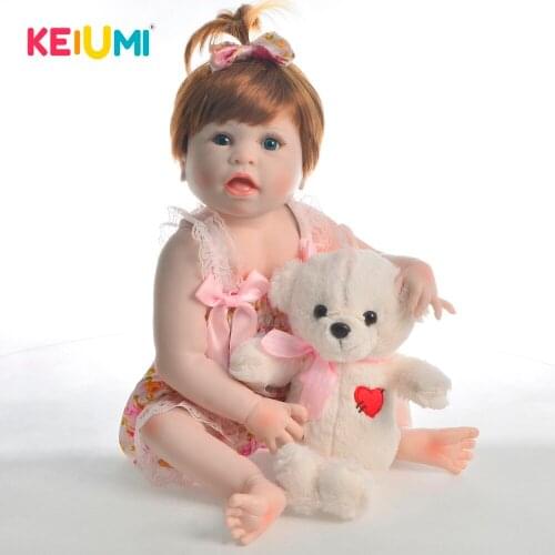 KEIUMI 23 Inch Full Silicone Vinyl Body Lifelike Reborn Baby Girl Dolls Realistic Reborn Baby Dolls 57 cm For Kids Birthday Gift