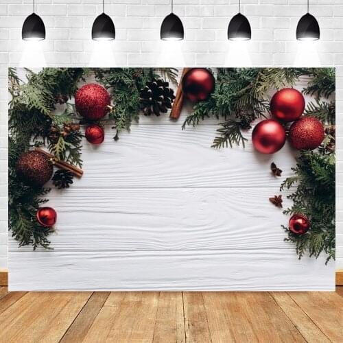 Yeele Christmas Backdrop Photography New Year Bells Pine Cones Red Ball Background Baby Photographic Photo Studio Photophone