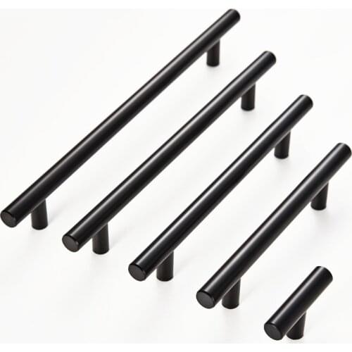 Modern Matt Black Stainless Steel Kitchen Door Cabinet T Bar Handle Pull Knob 2" ~ 12'' Hardware Drawer Kitchen Handles