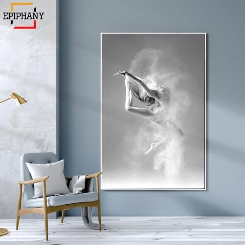 Modern Wall Art Canvas Print Black and White Ballet Dance Lady Sketch Painting Home Decoration Wall Pictures for Living Room