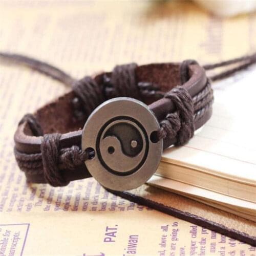 Vintage Mens Jewelry Hemp Rope Weave Eight Diagrams Hand Wrist Wrap Band Chain Bracelet Jewelry