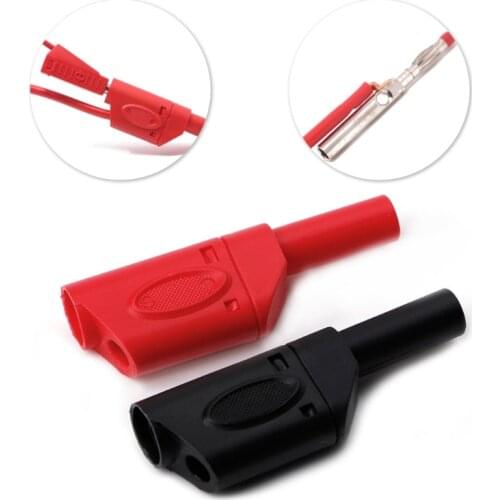 10 Sets 4mm Male Retractable Sheath Stackable Banana Plug Wire Solder Connector Black Red