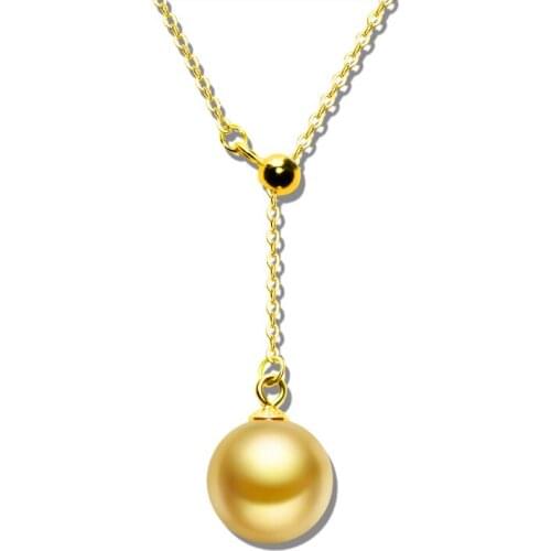 ZHIXI Real Natural South Sea Pearl Pendant Necklace Pure 18K Gold Yellow Chain For Women Luxury Fine Jewelry 2020 D502