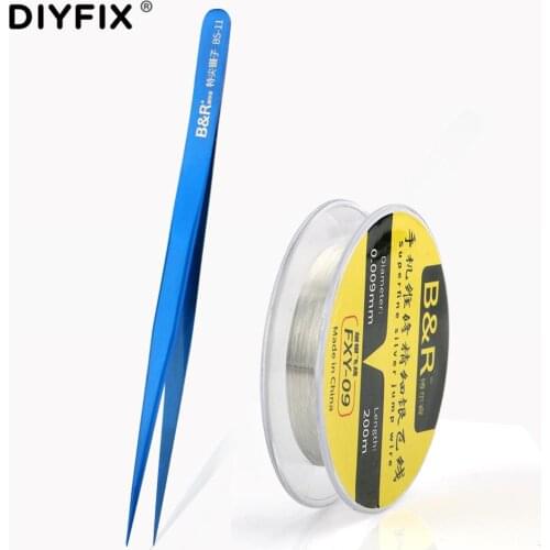 0.009mm Fine Silver Flying Wire Tweezers Set CPU Welding Fingerprint Maintenance BGA Solder Joint Line Mobile Phone Repair Tools