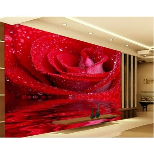 3d mural paintings Modern style red rose wallpaper flower Custom 3d mural wallpaper papel parede mural wallpaper