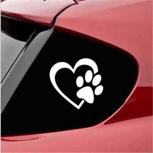 50 pcs/lot Car Styling 11.5x10CM Heart Paw Vinyl Decal Car Sticker Engine Hood Window Stickers Nick Cover Cat Dog Footprint