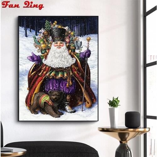 5d Diy Diamond Painting Santa Carries Gifts On His Back Embroidery Cross Stitch Kit Full Square Round Rhinestone Home Decoration