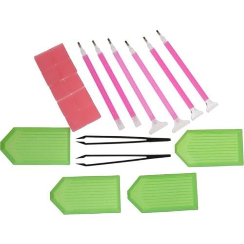 22pcs/set 5D Diamond Painting Cross Stitch Embroidery Pen Tools Set Mosaic Glue Tweezers Holder Comfortable to Grip Useful Tool