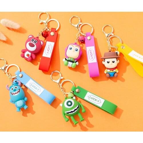 Anime Movie Toy Story 4 Woody Buzz Lightyear PVC Action Figure Keychain Figure Jessie Woody Alien Key Ring Toys Children Gift