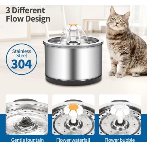 Automatic Pet Water Fountain Stainless Steel Dispenser USB Mute Automatic Filter Cat Drinking Bowl Cat &Dog Fountain Filter Feed