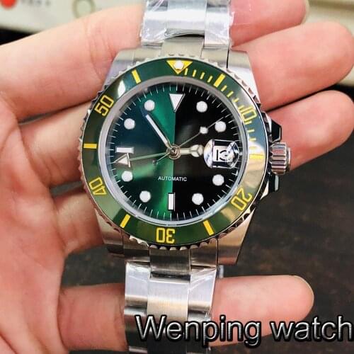Bliger 40mm new mens top luxury watches sapphire glass sterile dial GMT date window ceramic bezel automatic mens watch