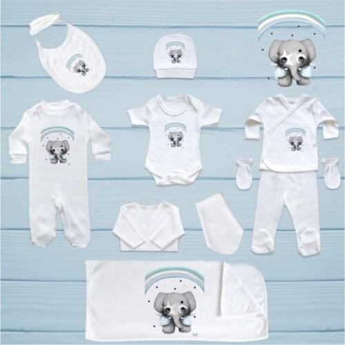 Newborn Essentials 10'lu Organic Hospital Output Set Soft 100% Cotton Baby Gift Layette Hospital Outfit Baby Set 0-3 9,9-12months