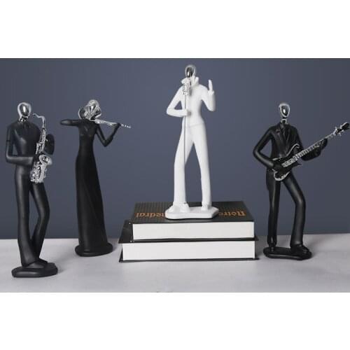 Rock Band Music Character Figurines Musician Sculpture Nordic Style Resin Statue Office Living Room Desk Decor Home Decoration